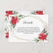 Elegante rode poinsettia Winter groen Details Informatiekaartje (Voorkant / Achterkant)