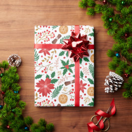 Elegante Rode Poinsettia Winterbes Kerstmis Cadeaupapier
