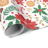 Elegante Rode Poinsettia Winterbes Kerstmis Cadeaupapier