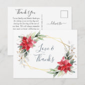 Elegante rode poinsettia wintergroen dank u briefkaart (Voorkant / Achterkant)