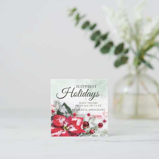 Elegante rode poinsettia Zakelijke kerstvakantie Vierkante Visitekaartje (Staand voorkant)