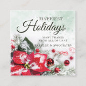 Elegante rode poinsettia Zakelijke kerstvakantie Vierkante Visitekaartje (Voorkant)