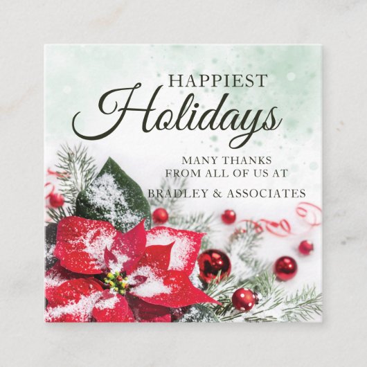 Elegante rode poinsettia Zakelijke kerstvakantie Vierkante Visitekaartje (Voorkant)