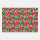 Elegante rode poinsettias kerst inpakpapier vel (Voorkant 3)