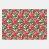 Elegante rode poinsettias kerst inpakpapier vel (Voorkant 2)
