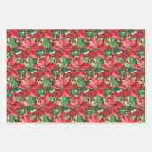 Elegante rode poinsettias kerst inpakpapier vel (Voorkant)