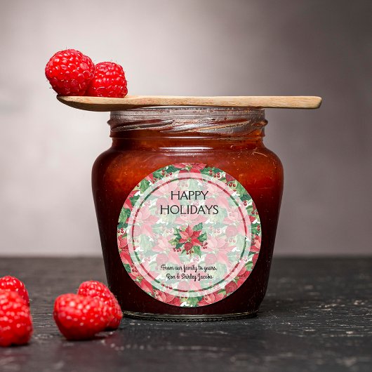 Elegante rode poinsettias kerst ronde sticker