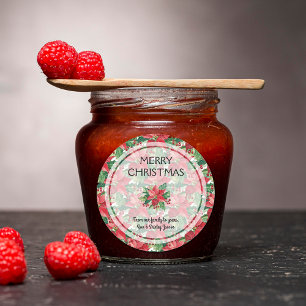 Elegante rode poinsettias Vrolijk kerstfeest Ronde Sticker