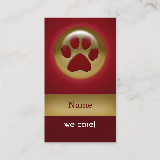 Elegante rode pootafdruk Visitekaartjes voor diere (Voorkant)