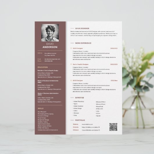 Elegante Rode Professionele Hervat Sjabloon (Staand voorkant)