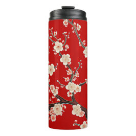Elegante rode pruimenbloesem thermosbeker