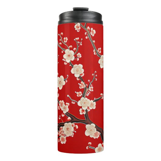 Elegante rode pruimenbloesem thermosbeker (Voorkant)