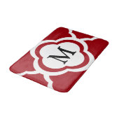 Elegante rode quatrefoil monogram badmat (Gekanteld)
