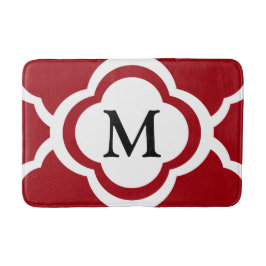 Elegante rode quatrefoil monogram badmat