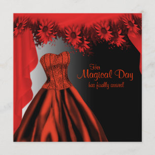 Elegante Rode Quinceanera Kaart