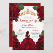 Elegante rode Quinceañera Rozen Gold Glitter Kaart (Voorkant / Achterkant)