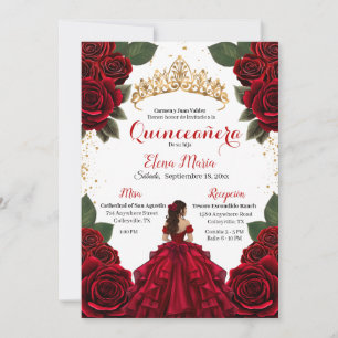 Elegante rode Quinceañera Rozen Gold Glitter Kaart