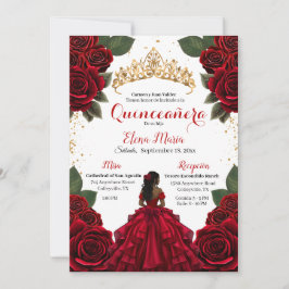 Elegante rode Quinceañera Rozen Gold Glitter Kaart