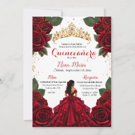 Elegante rode Quinceañera Rozen Gold Glitter Kaart
