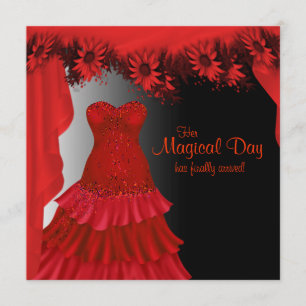 Elegante rode Quinceanera-uitnodigingen Kaart