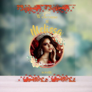 Elegante rode quinceañera viering Spaans Acryl Bord