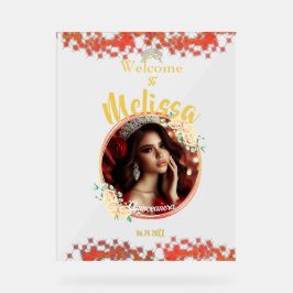 Elegante rode quinceañera viering Spaans Acryl Bord