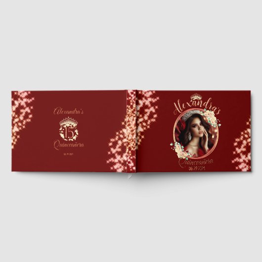 Elegante rode quinceañera viering Spaans Gastenboek (Volledig)