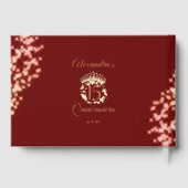 Elegante rode quinceañera viering Spaans Gastenboek (Achterkant)