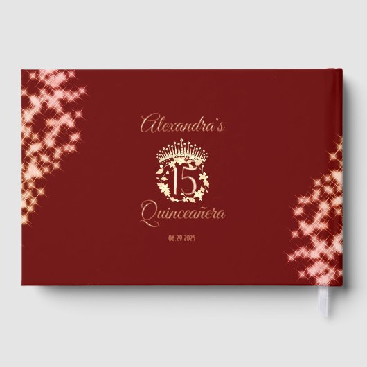Elegante rode quinceañera viering Spaans Gastenboek (Achterkant)