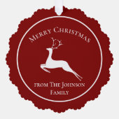 Elegante Rode Rendier Aangepaste Prettig Kerstfees Ornament Kaart (Voorkant)