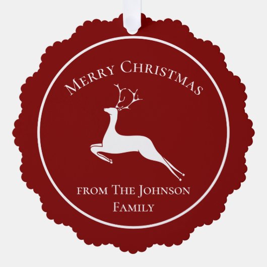 Elegante Rode Rendier Aangepaste Prettig Kerstfees Ornament Kaart (Voorkant)