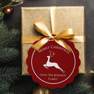 Elegante Rode Rendier Aangepaste Prettig Kerstfees Ornament Kaart
