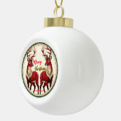 Elegante rode rendiereland Goud Sneeuw vrolijk Ker Keramische Bal Ornament (Rechts)