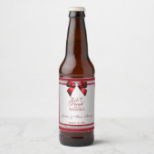 Elegante Rode Robijn & Zilveren Glitter Bruiloft Bier Etiket (Voorkant)
