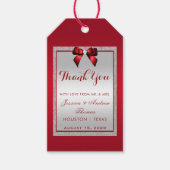 Elegante Rode Robijn & Zilveren Glitter Bruiloft Cadeaulabel (Voorkant)
