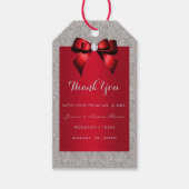 Elegante Rode Robijn, Zilveren Glitter Bruiloft Cadeaulabel (Voorkant)