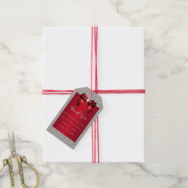 Elegante Rode Robijn, Zilveren Glitter Bruiloft Cadeaulabel