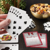 Elegante Rode Robijn & Zilveren Glitter Bruiloft Pokerkaarten (Insitu)