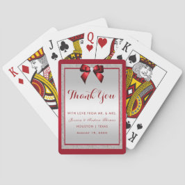 Elegante Rode Robijn & Zilveren Glitter Bruiloft Pokerkaarten