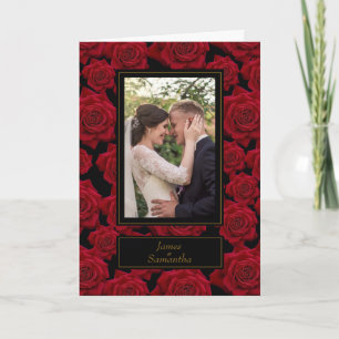 Elegante Rode Roos – Aangepaste Foto Kaart