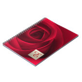 Elegante rode roos aangepaste monogram cadeau notitieboek (Linkerzijde)