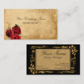 Elegante rode roos  Antiek Visitekaartje (Voorkant / Achterkant)