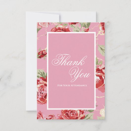 Elegante rode roos bloem bedankkaart (Voorkant)