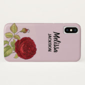Elegante rode roos bloem roze Case-Mate iPhone case (Achterkant (horizontaal))