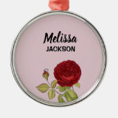 Elegante rode roos bloem roze metalen ornament (Voorkant)