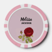 Elegante rode roos bloem roze poker chips (Voorkant)