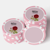 Elegante rode roos bloem roze poker chips (Opstapeling)