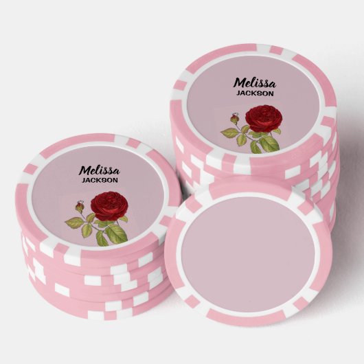 Elegante rode roos bloem roze poker chips (Opstapeling)