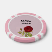 Elegante rode roos bloem roze poker chips (Enkel)