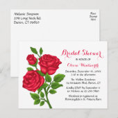 Elegante Rode Roos Bloemen Bruids Douche Uitnodigi Briefkaart (Voorkant / Achterkant)